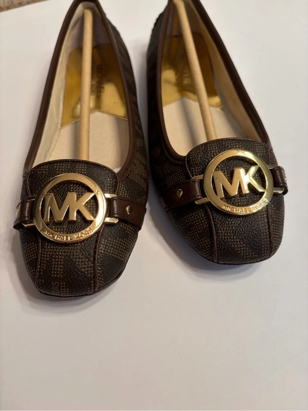 Michael Kors Fulton Brown Logo Moccasin Ballet Flats
